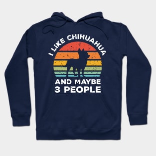 I Like Chihuahua and Maybe 3 People, Retro Vintage Sunset with Style Old Grainy Grunge Texture Hoodie